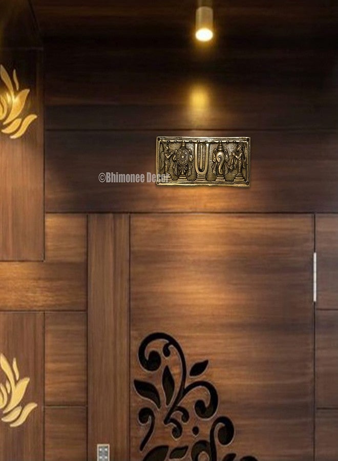 Bhimonee Decor بهيموني ديكور من مركز الهدايا الحديثة | لوحة جدارية معلقة من النحاس الخالص على شكل شانكو تشاكرا مع جارودا وهانومان | 8 × 3 بوصات | وزن 600 جرام | ديكور جداري روحاني للمنزل والمعبد والمكتب - Image 3